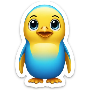 yellow penguin with blue t shirt sticker