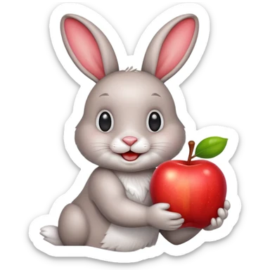 Happy rabbit same apple emoji  sticker