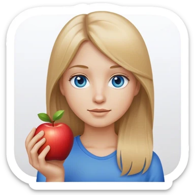 dirty blonde straight hair with blue eyes Apple person emoji sticker