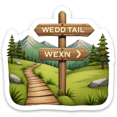 wooden nature park hike trail sign sticker