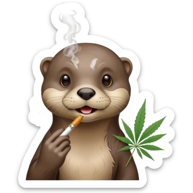 Cute female Otter smoking a while cannabis joint sticker