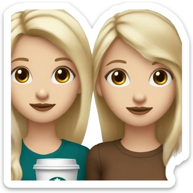 2 pale girls drinking Starbucks ( one’s blonde and blue eyes and the others brown haired hazel eyed with bangs ) sticker
