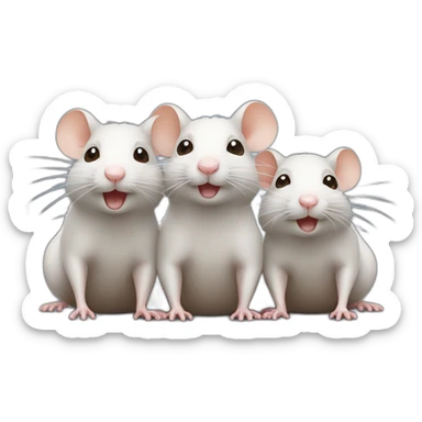 Three cute rats, one white, the other two brown sticker