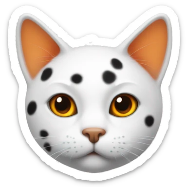 White cat with black and orange spots on the head sticker