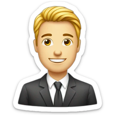 Single business man white vector sticker