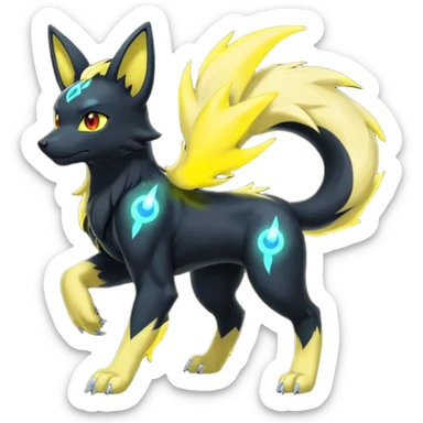 Manectric-Electrike-Auroras-Umbreon-Draco-Fakémon-hybrid-creature (full body), 4 legs sticker