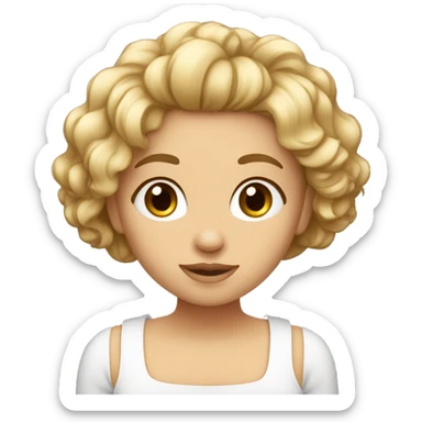 Fille aux cheveux courts et blanc qui fait un bisous sticker