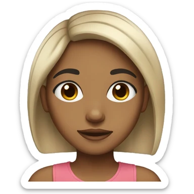 Light brown girl with black hair that has blonde highlights  sticker