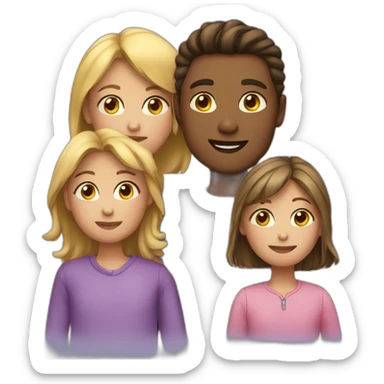 a girl with 3 children sticker