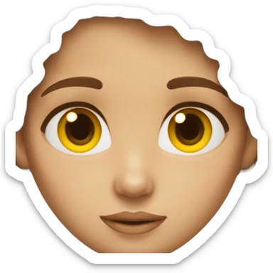 Girl with brown hair brown eyes and yellow skin sticker