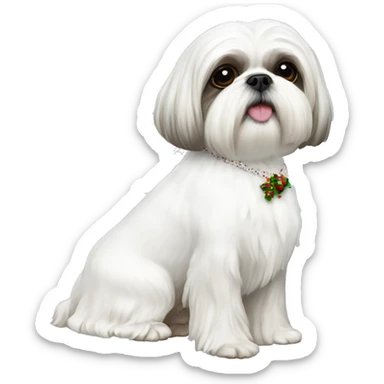 ALL WHITE SHIH TZU CHRISTMAS DRESS sticker