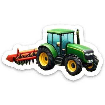 An icon featuring a vibrant rural landscape with a tractor plowing fields, inspired by Farming Simulator 22. The design includes lush green fields, a barn, and a scenic countryside with trees and mountains in the distance. Transparent background sticker