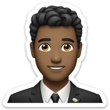 groom with white skin, light black hair and hazel eyes sticker