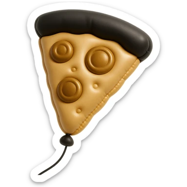 plushie style slice of pizza, balloon style, shiny and puffy sticker