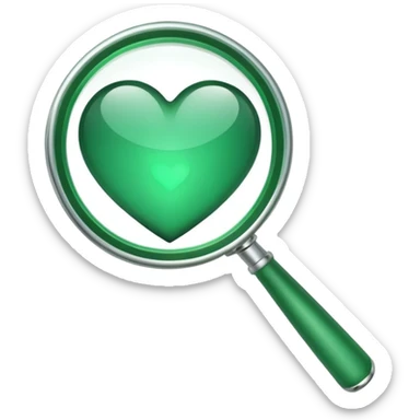create a custom PNG of a green magnifying glass emoji that uses the same colour scheme and gloss as the 💚 and the 🟢 sticker