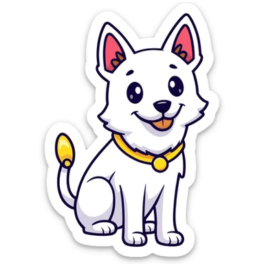 A proud cartoon dog giving a perfect OK hand gesture with sparkles all around sticker