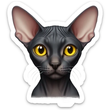 Cat sphynx black with yellow eyes  sticker
