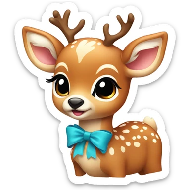Baby deer with a bow sticker