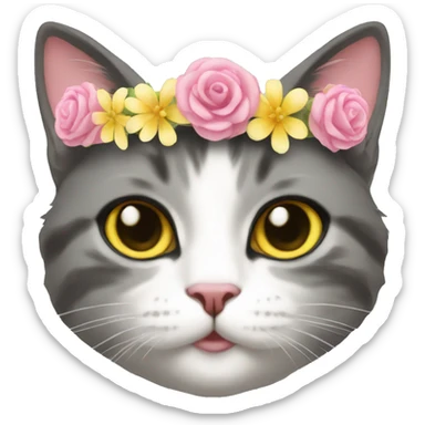 flower tiara on cat sticker
