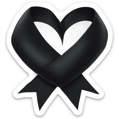 a black ribbon wrapped around a white heart sticker