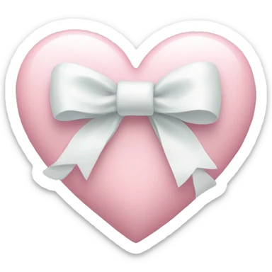 Pastel pink heart with white bow sticker
