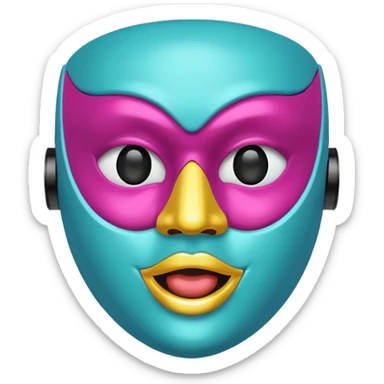 Please generate a multicolored mask with speaker as mouth. sticker