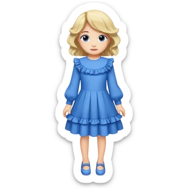 lon sleeve blue dress with ruffles sticker