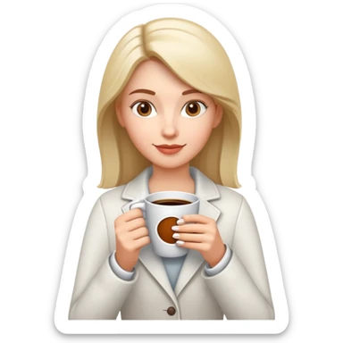 generate realistic detailed girl with cup of coffee in hand in 3d style sticker