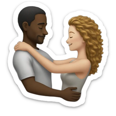 black man and white woman hugging sticker