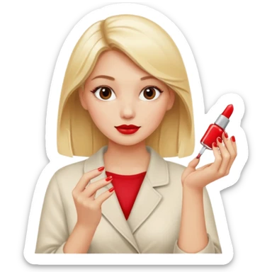 mulher loira pintando unhas sticker