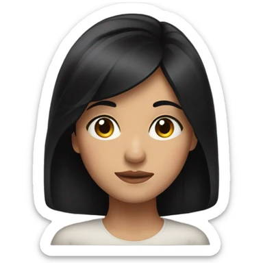 girl with black hair giving a side eye with half of her face  sticker