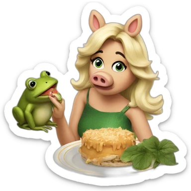 miss piggy eating frog sticker