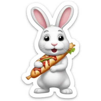 Lapin qui court derriere un kebab sticker
