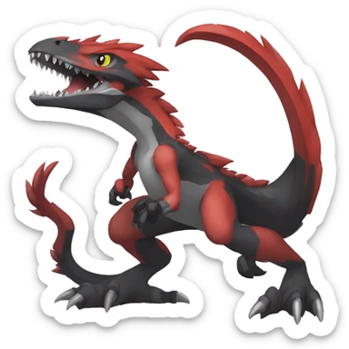 Cool Edgy Black Red Grey Digimon-Fakemon-Raptor-Reptile full body sticker