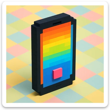 phone, voxel art, Minecraft look, rectangular, black sticker