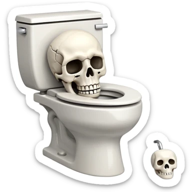Skeleton head coming out of toilet sticker