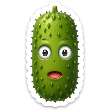 A pickle staring deeply into your eyes sticker