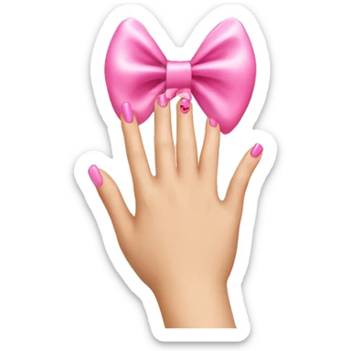 Nails with a pink bow sticker