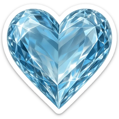 heart with a crystal clear effect, digital illustration, no background sticker