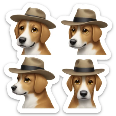 un chien avec un chapeau sticker