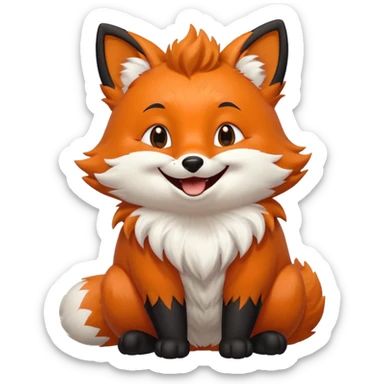 Floofy the Creampuff fox blackish away laughing, chubby. Black paws orange color sticker