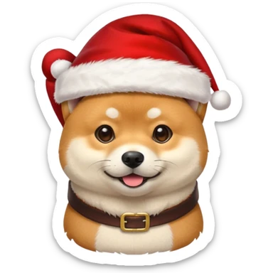 shiba inu wearing santa hat sticker