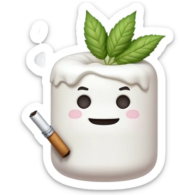 marshmallow gangster character smoking weed sticker