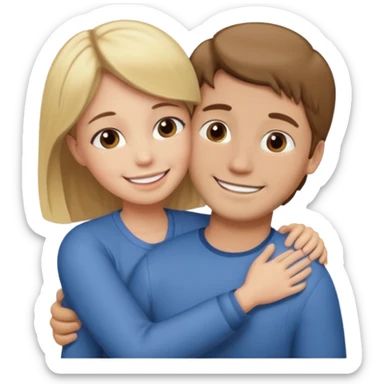 Caring hug brown hair man blonde hair woman sticker
