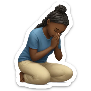 Girl on her knees prays sticker