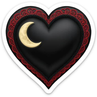 goth heart with a black lace moon sticker