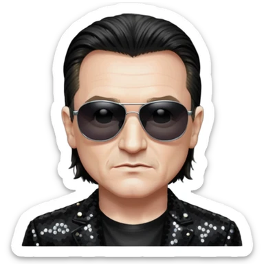 Bono with black sequin outfit sticker