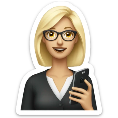 Elegant Blonde woman wearing glasses calling on cell phone sticker