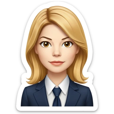 Michelle Monaghan with honey blonde hair as CEO in business attire sticker