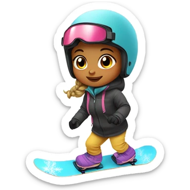 Baby girl snowboarding  sticker